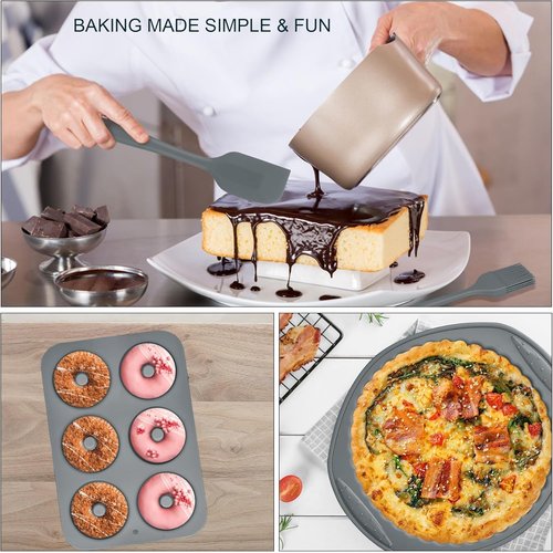 Aschef 9-In-1 Nonstick Silicone Baking Set - Versatile Bakeware Kit for Muffins, Cakes & More | Heat Resistant Molds & Tray
