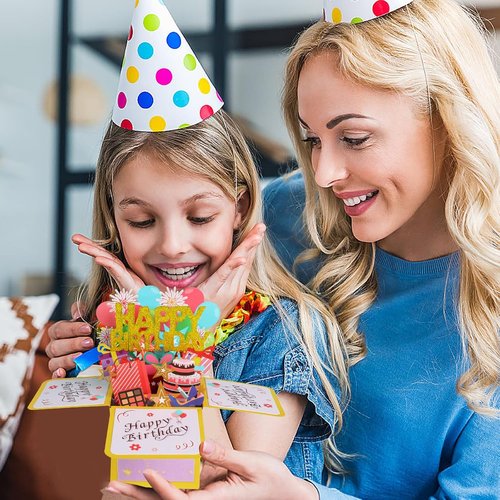JY-King Happy Birthday Pop-Up Card | Colorful 3D Celebration Box for Adults & Kids - Perfect Handmade Gift