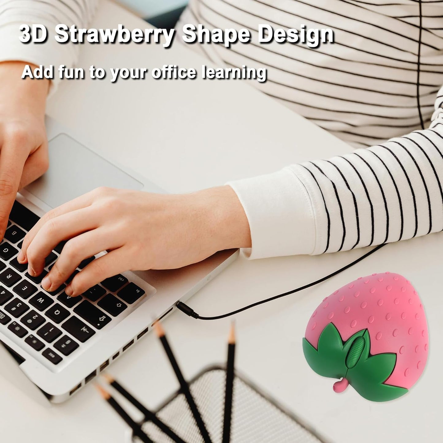 Gabongcui 2.4GHz 1000DPI Wireless Bluetooth Mouse Cute Fruit Strawberry Shape Mouse & Bluetooth Dual Mode Optical