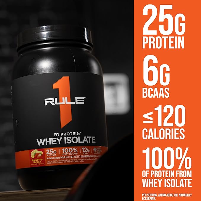 Rule 1 R1 Protein Whey Isolate - with 25g Protein & 6g BCAA Exclusively from Isolated & Hydrolyzed Sources for Workout Recovery (1 Pound*, Vanilla Creme)