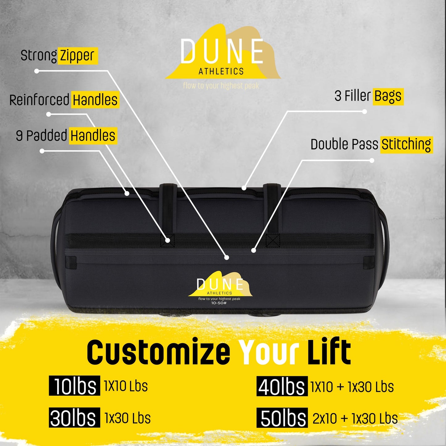 Sandbags for Working Out (Unfilled) - Enhance Your Fitness with Our Workout Sandbag, Versatile & Durable Sand Bags for Weight Training | 10-50 lbs Sand Bag for Exercise – Dark Gray - Guide Included
