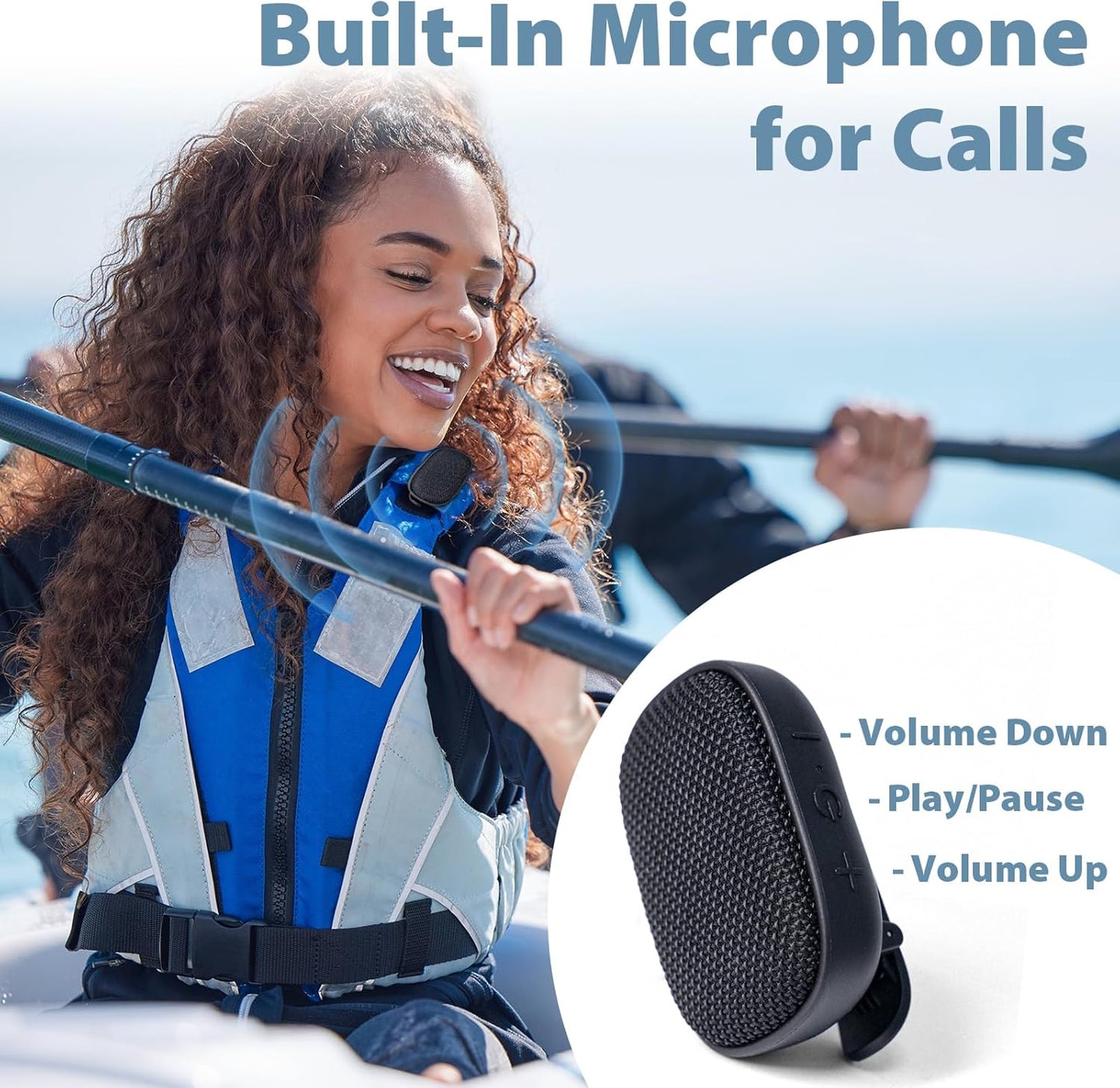 Travel Depot Wearable Bluetooth Speaker,Clip On Bluetooth Speaker w/Microphone, Portable Waterproof Wireless Speaker