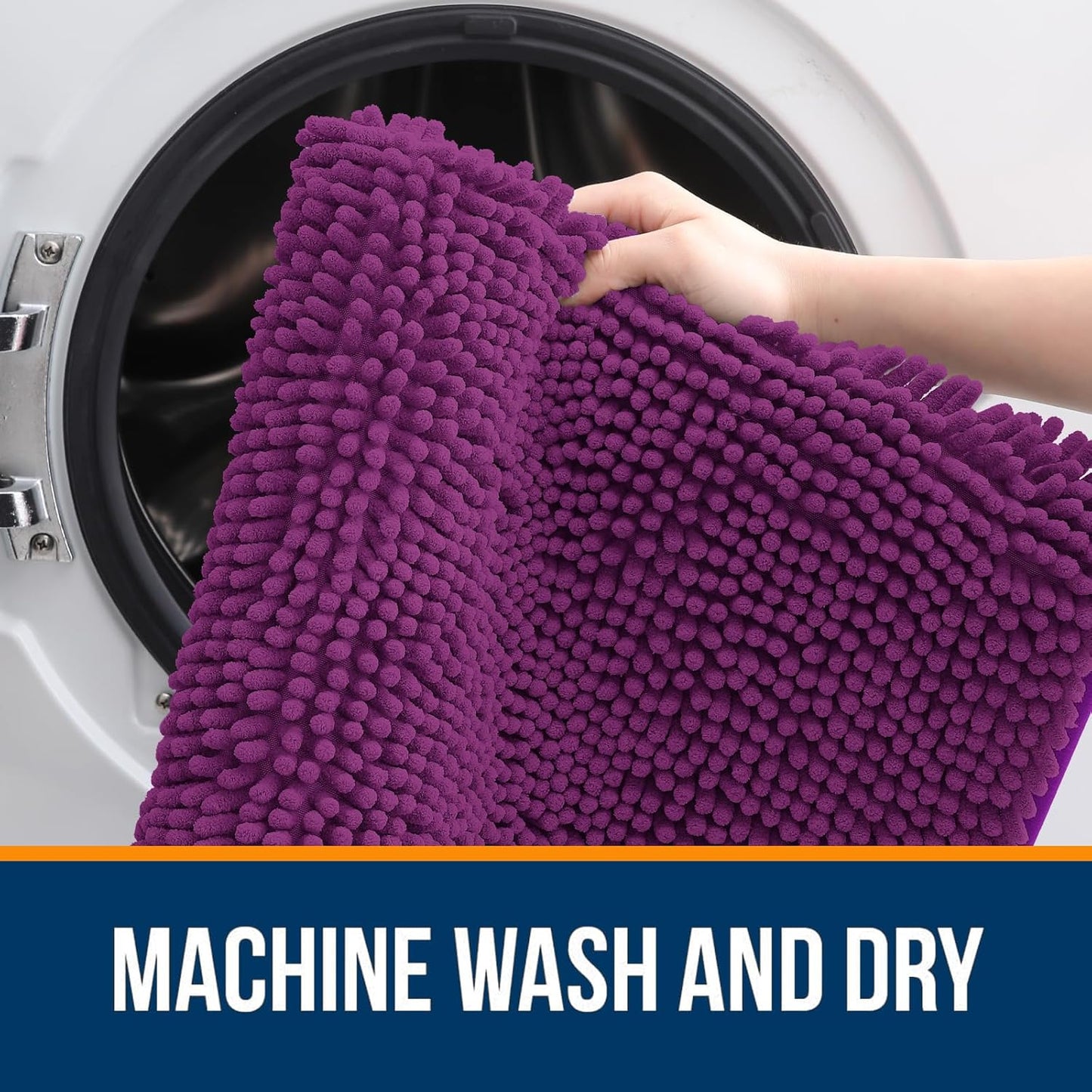 OLANLY Bathroom Rugs - Extra Soft Chenille Bath Mats | 36x24, Quick Dry, Machine Washable, Purple