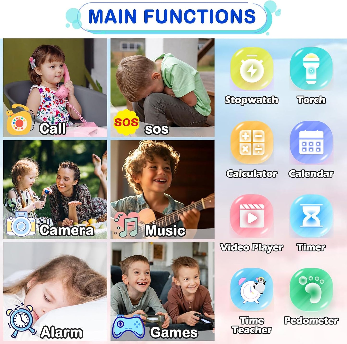Berilona 4G 4-12 Kids Smartwatch Phone - Smart Cell Phone Watch for Boys Girls Ages with Call, SOS, Parental Controls