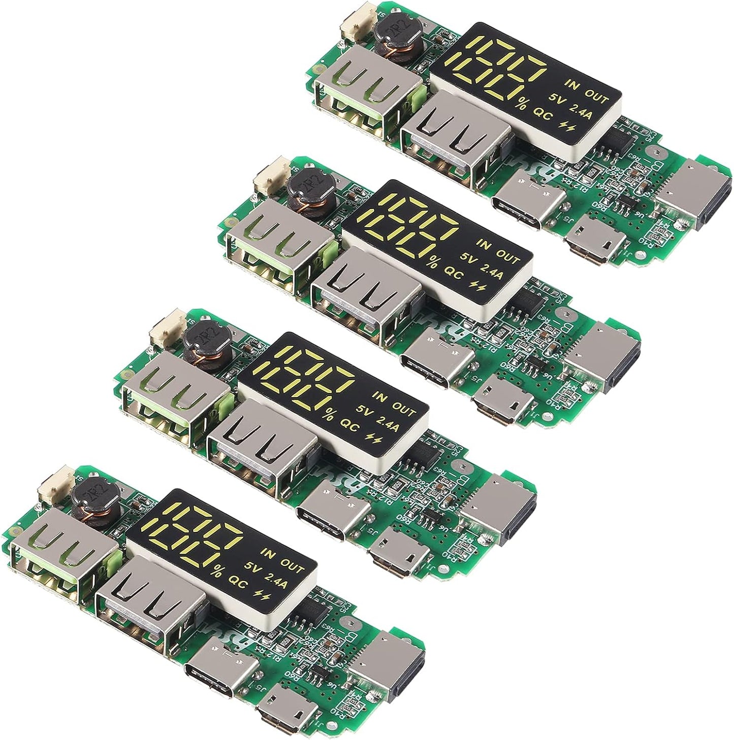 UMLIFE 4pcs 18650 5V 2.4A 186 50 Charging Board Dual USB Mobile Power Bank Module Lithium Battery Charger Board