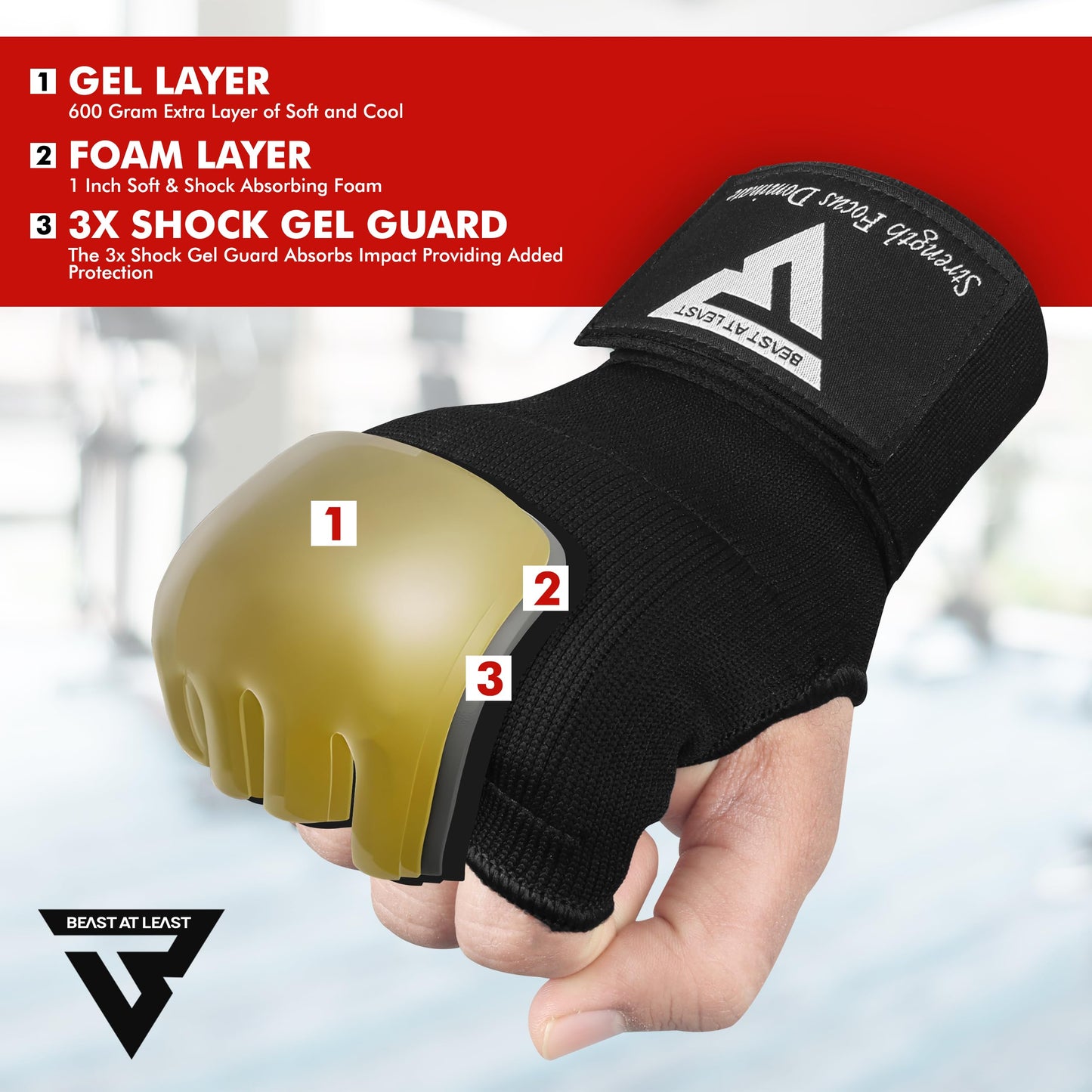 Gel Boxing Hand Wraps Inner Gloves for Men and Women, Quick 76cm Long Wrist Straps, Elasticated Padded Boxing Wraps for Muay Thai, MMA, Kickboxing, Martial Arts (Black, L/XL)