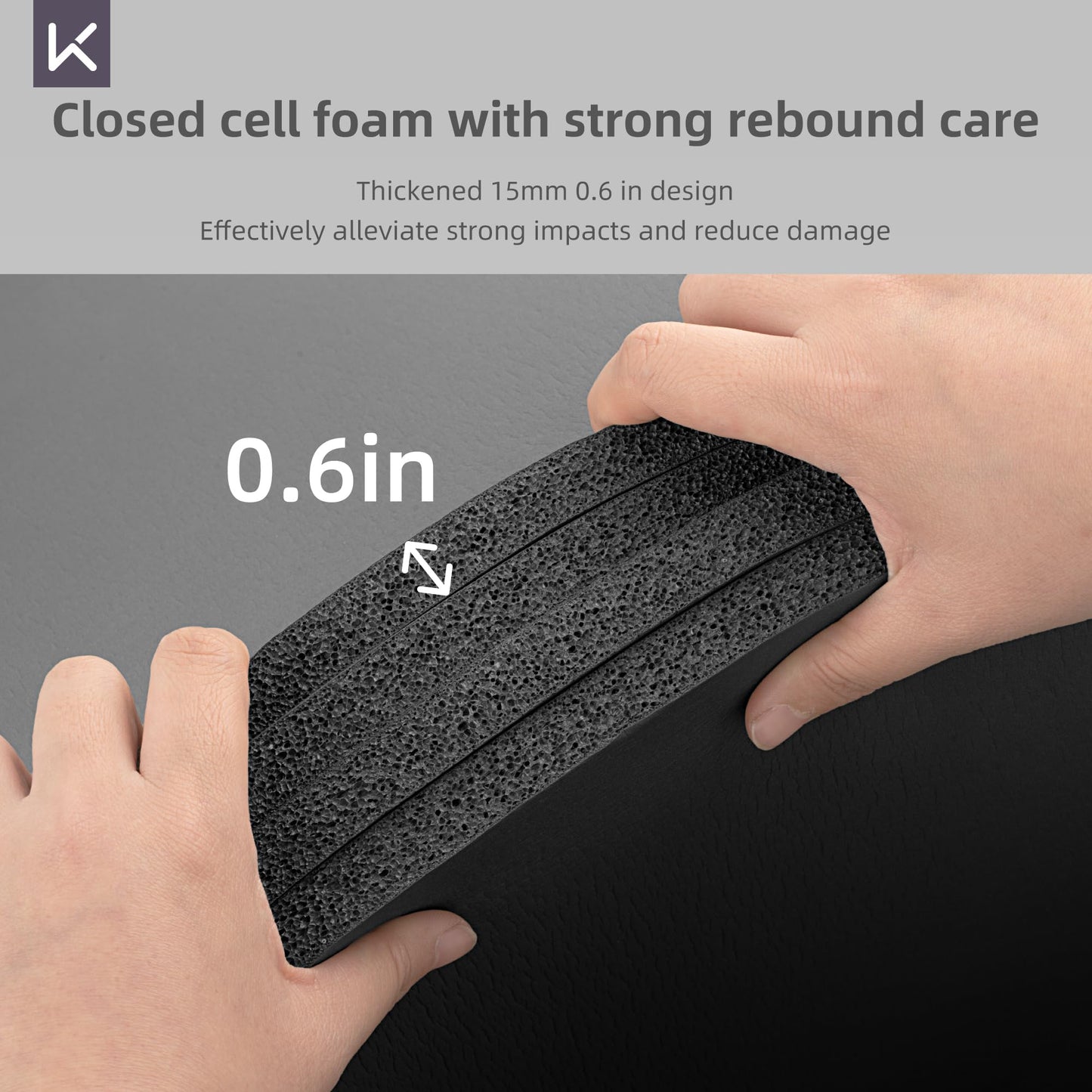KEEP Extra Thick NBR Yoga Mat for Women & Men, 15mm Thick, 72”x32” Large Exercise Mat with Non-Slip Workout Mat for Yoga, Pilates, Stretching, Meditation – Wide & Cushioned Fitness Mat,Grey