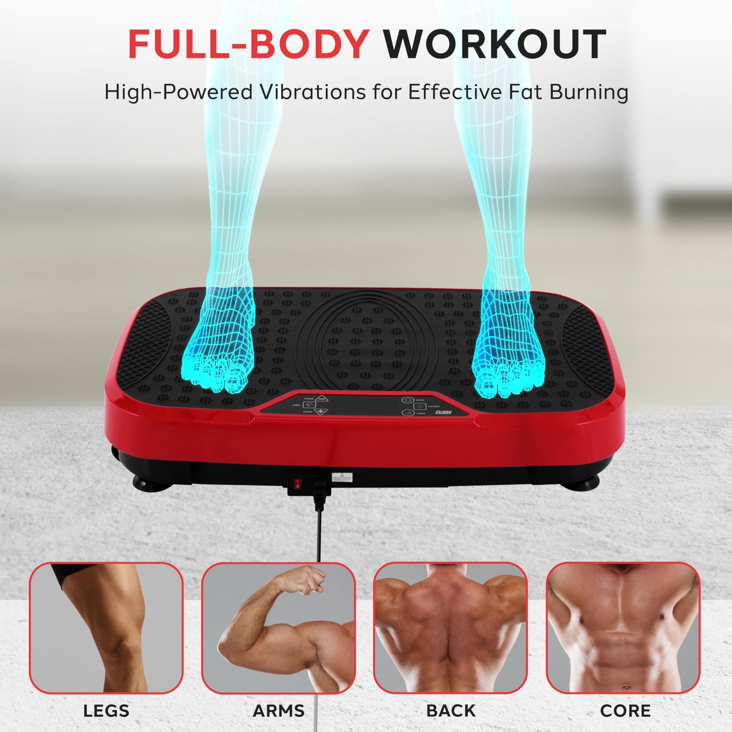 Hurtle Fitness Vibration Platform Machine - Home Gym Whole Body Shaker Exercise Machine Workout Trainer Fast Weight Loss with Resistance Bands Easy Carry Wheel with Handle, Remote Adjustable Speed