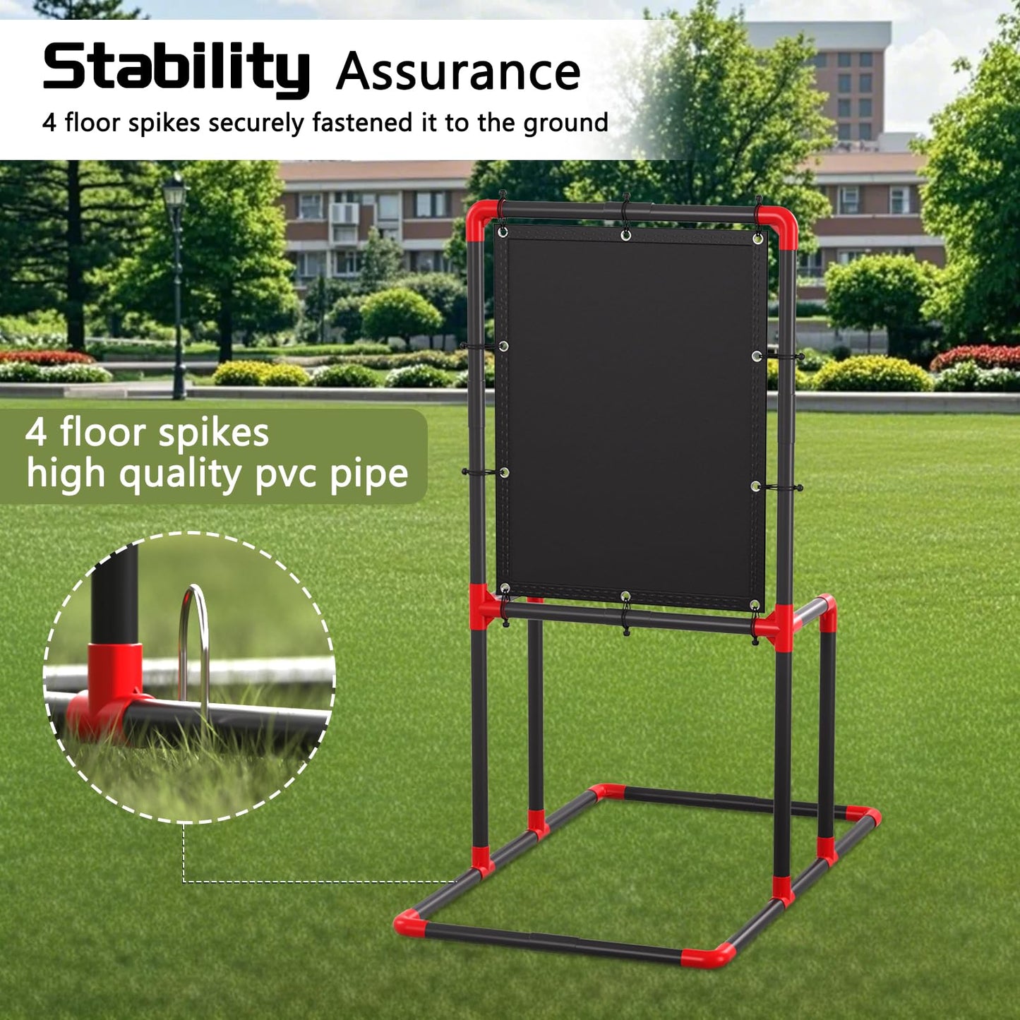 Olpchee Baseball Strike Zone Target for Plastic Balls Compatible with Wiffle Ball and Blitzball Pitching Training Strike Zone Target Set Up and Assemble Easily(Black)