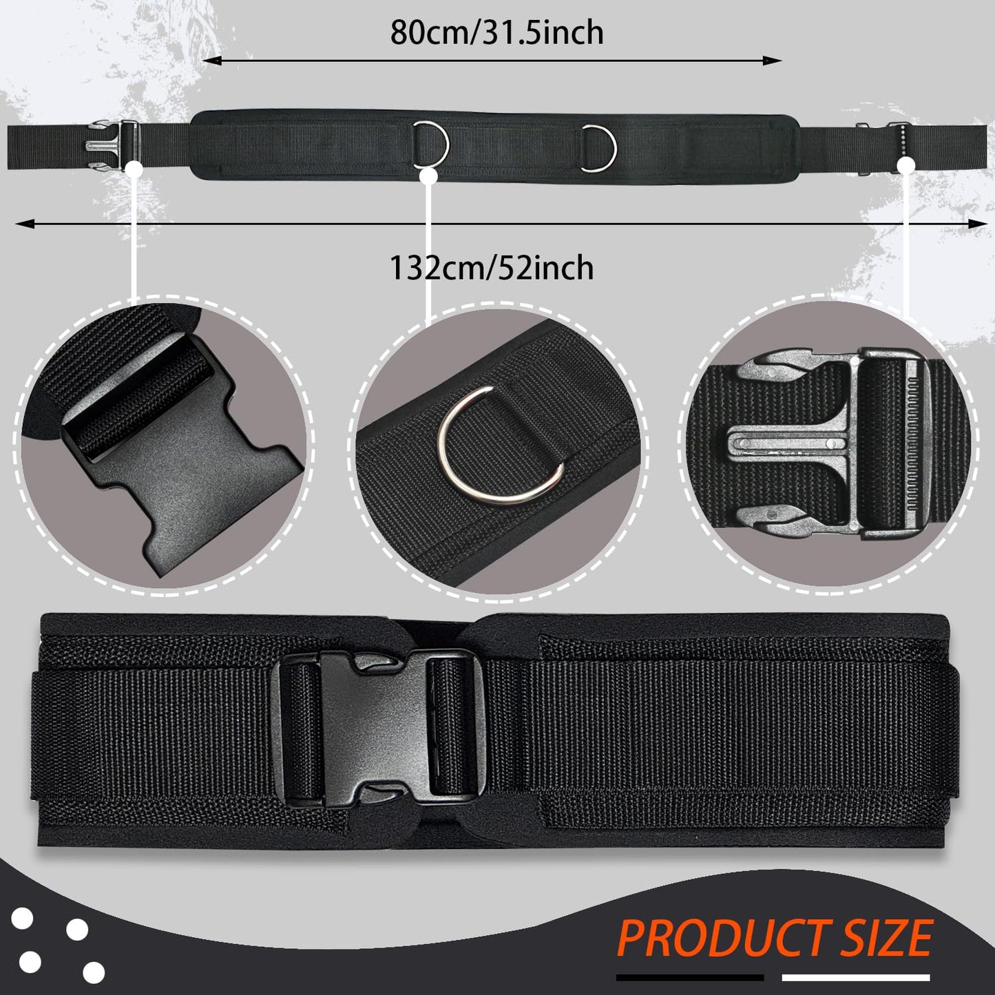 SYIGICE Waist Resistance Belt Neoprene Padded Belt with Rings Gym Pulley Strap for Cable Machines Fitness Exercise Resistance Training
