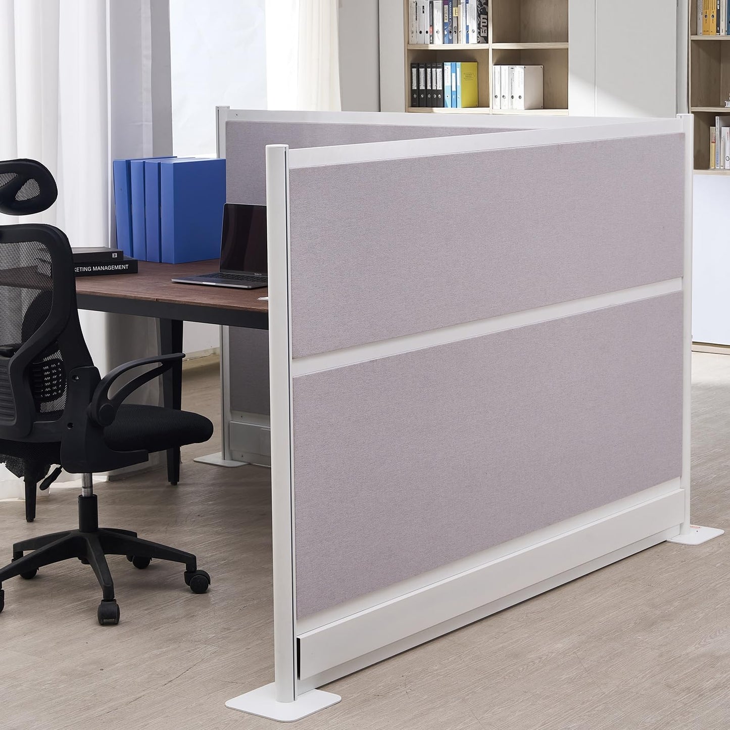 VEVOR Office Divider Privacy Partitions, 2-Pack, 72" x 48" Room Divider Walls, PET Workstation Cubicle Partition with Outlet Covers, Freestanding Privacy Panels for Office Library School