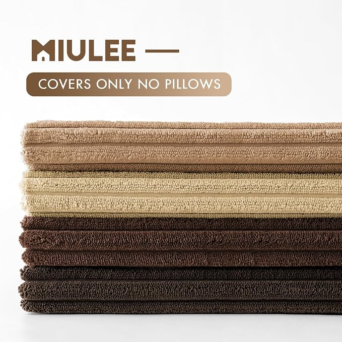 MIULEE Boho Farmhouse Throw Pillow Covers 18x18 Inch Set of 4 Rustic Mordern Neutral Cushion Covers Soft Corduroy Nordic Home Decor for Couch Bed Sofa Living Room Dark Brown