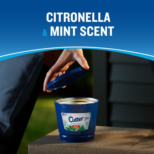 Cutter Candle, 17 Ounces, Outdoor Candle Made with Real Citronella Oil and Cornmint Oil Reduces The Presence of Mosquitoes with A Light, Fragrant Citronella and Mint Scent, 6 Pack
