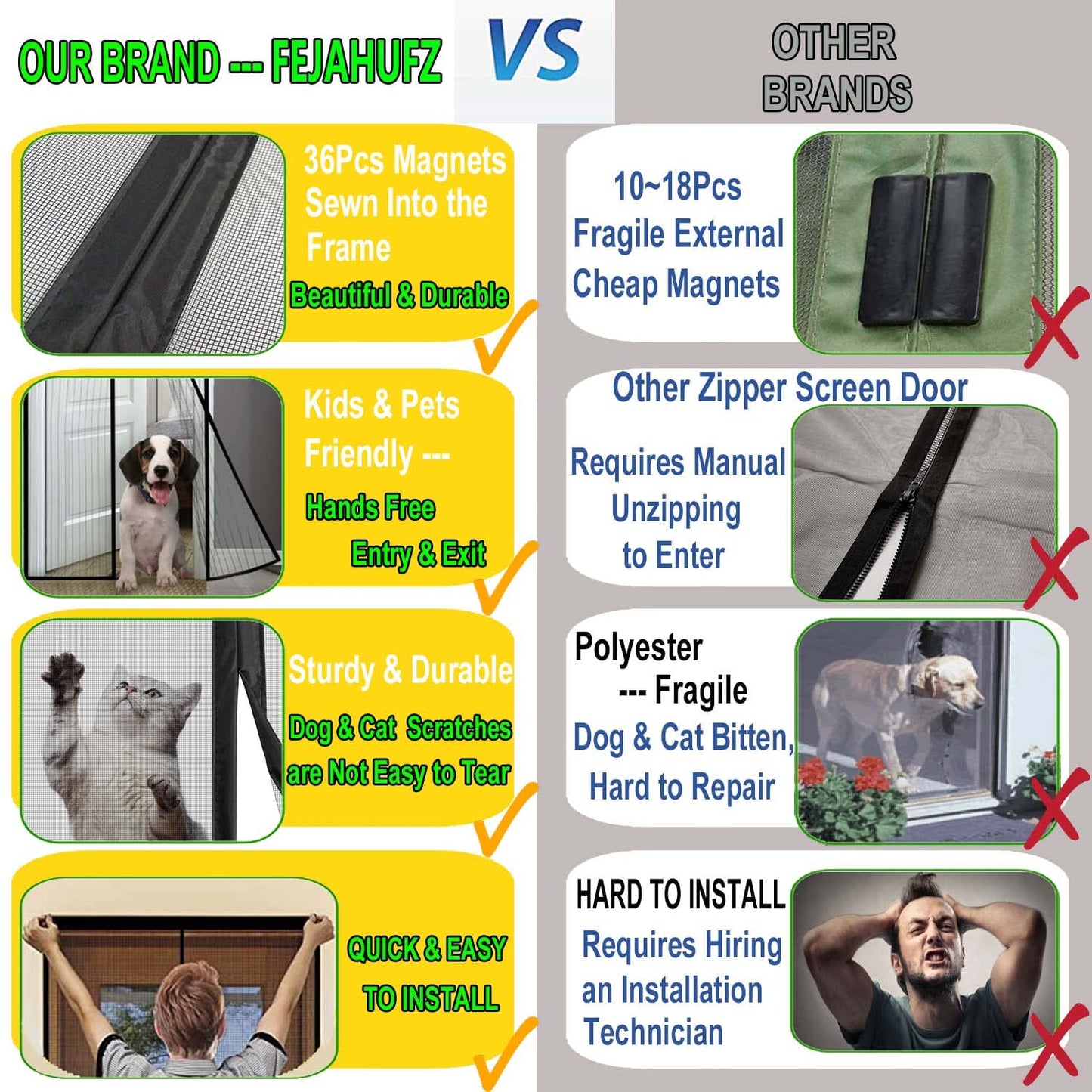 Magnetic Garage Door Screen 18x9ft for 2 Car Garage Retractable, Durable Heavy Duty Fiberglass Screen Mesh with Strong Magnets for Garage Door, Easy to Install (18x9ft Black)