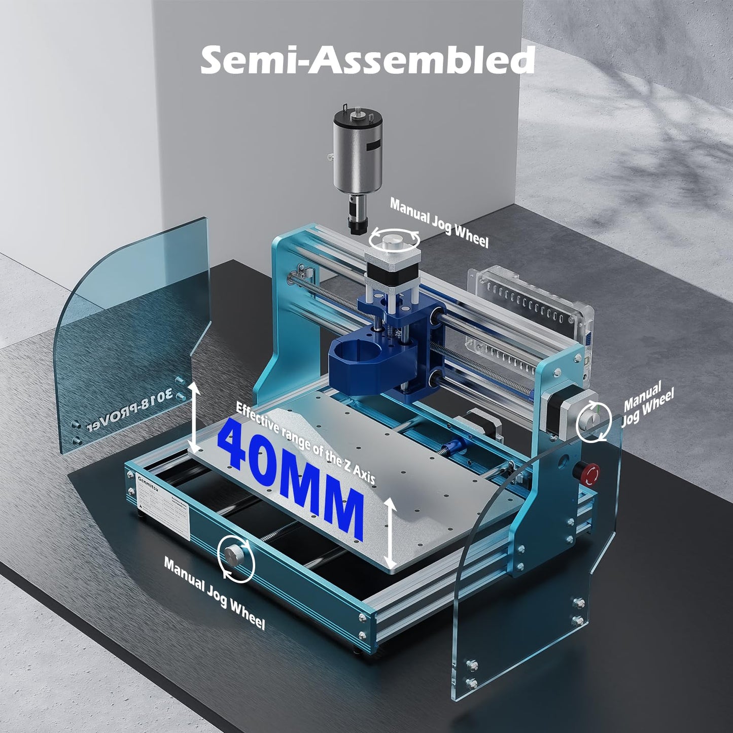 Genmitsu 3018-PROVer V2 CNC Milling Machine, Desktop CNC for Beginner + 2PCS T-Track Mini Hold Down Clamp Kit