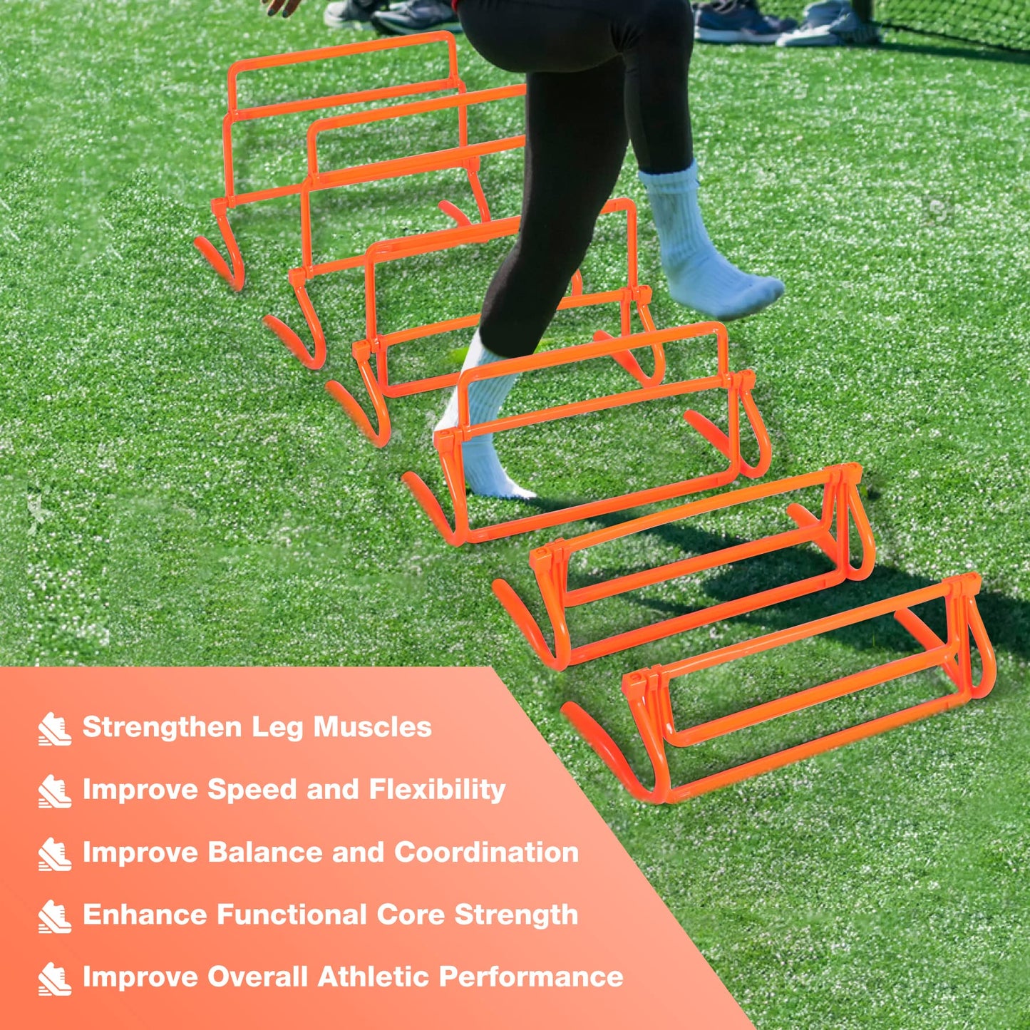 Lineslife Adjustable Agility Hurdles,4 Height Speed Training Hurdles, Portable Speed Training Equipment with Carry Bag for for Athletes,Soccer,Basketball, Baseball, Indoor Outdoor Sports