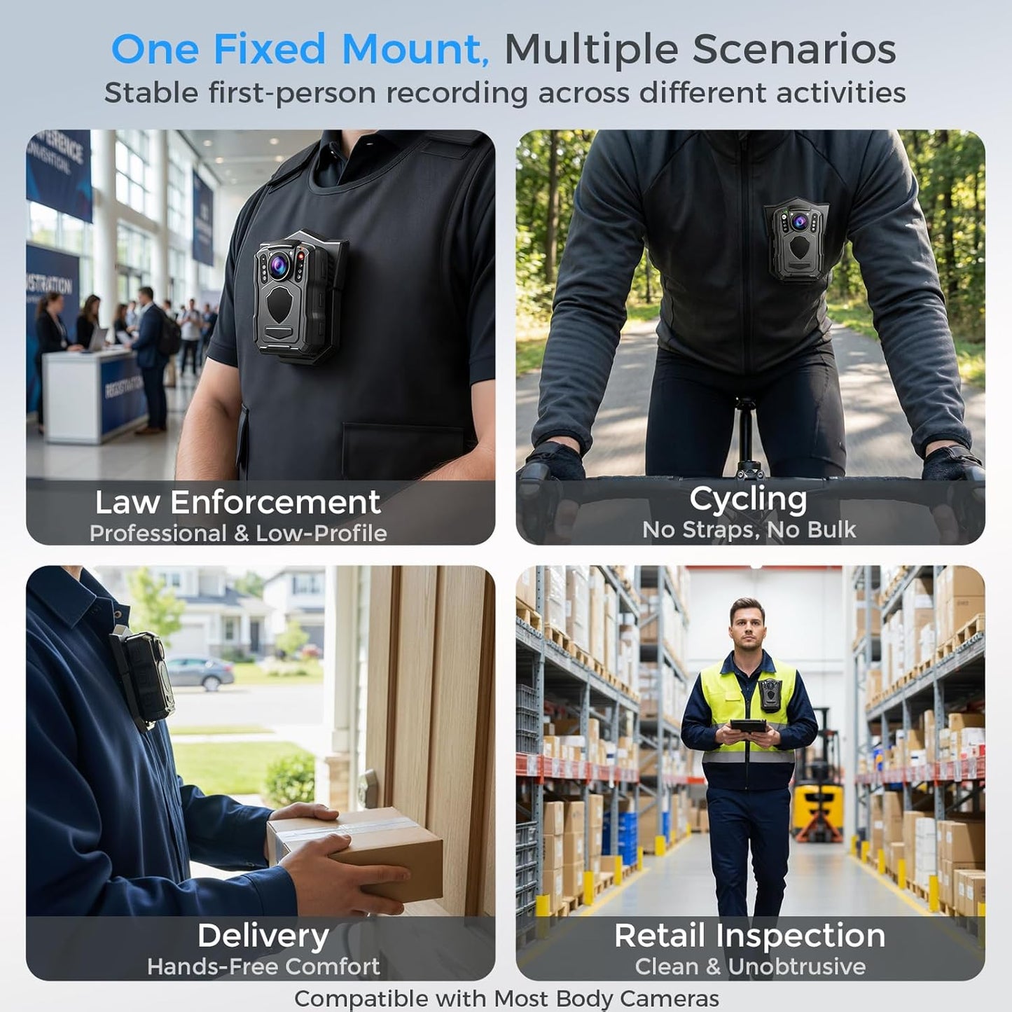 MiooNioo 2Pack MN-N1Two Sets The The Magnetic Stand for Clothing is Suitable for Action Cameras, Law Enforcement