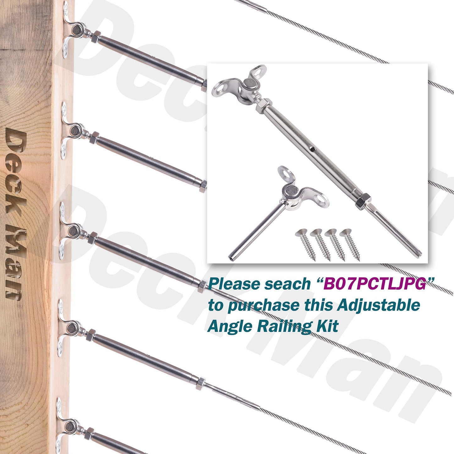 Deck Man 1/8 inch T316 Stainless Steel Wire Rope for Cable Railing, Marine Grade (Silver, 500FT)