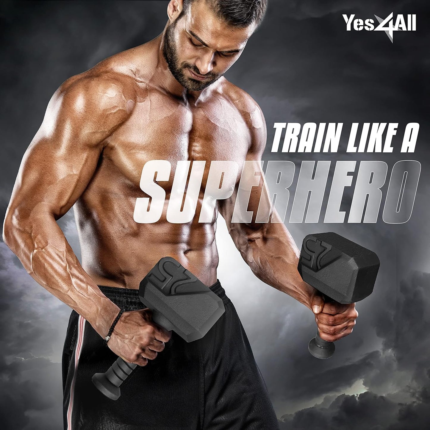 Yes4All 25lbs Hammer Kettlebell Anti Slip Handle Workout for Macebell Weights Exercises, Special Shape Kettlebell Push up, Handle Grip Strength Training Equipment