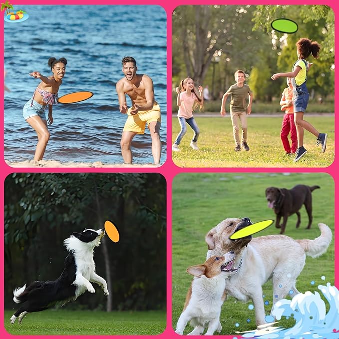 Foldable Flying Disc Fans Set with Bags, 9.8 Inch Black Egde Fabric Beach Flying Disc for Wedding Gift Party Favors Outdoor Activity