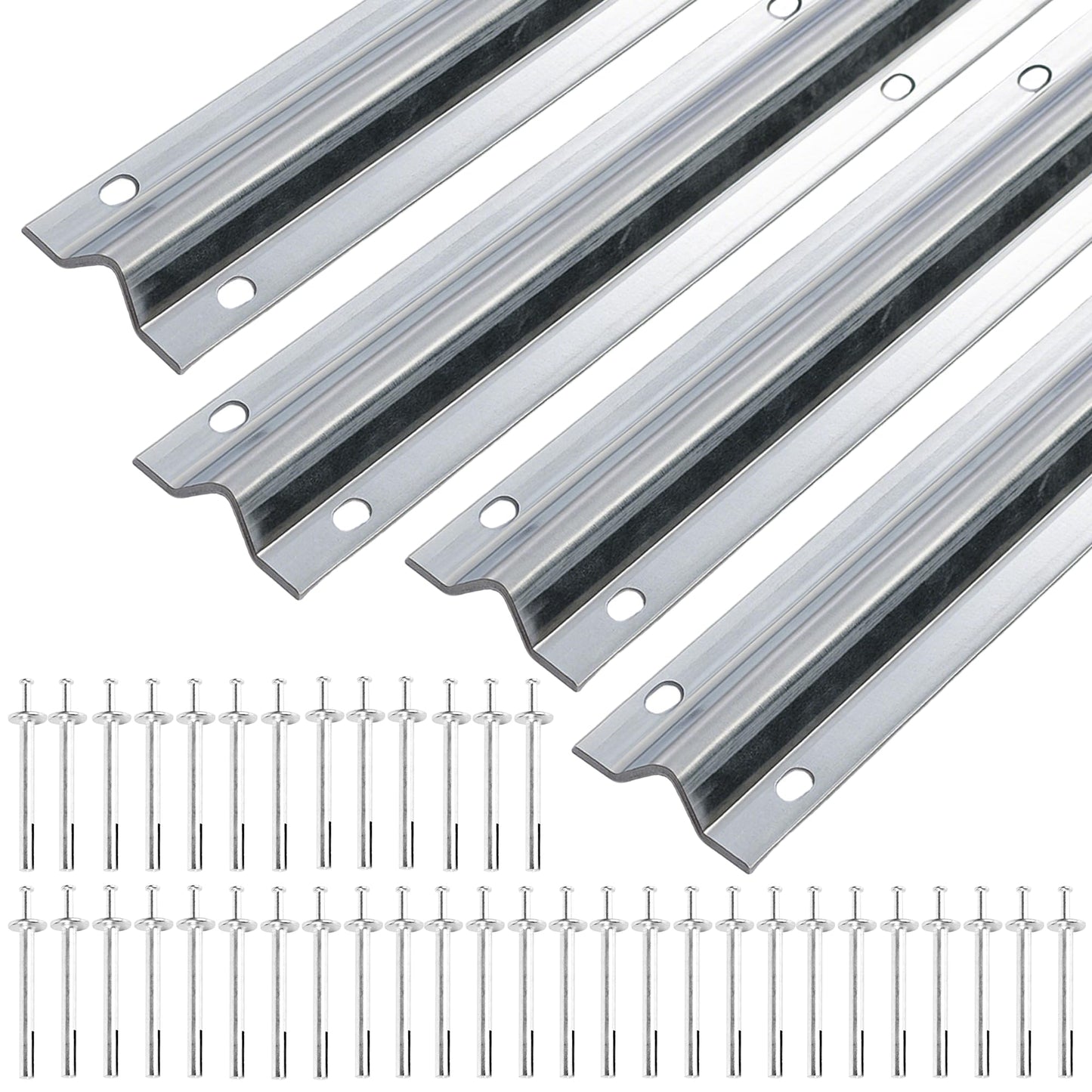 24 Ft V-Track Galvanized Inverted V Track for 1'' OD V-Groove Sliding Gate Rollers Driveway Gate with Hammer Drive in Anchors, Heavy Duty Sliding Driveway Gate Track
