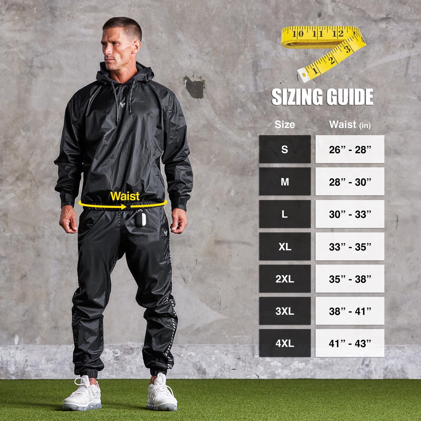 Elite Sports Sauna Suit for Weight Loss Men & Women Boxing MMA Wrestlers Gym Sweat Hoodie Sauna Suits Wrap Full Body Workout (Black, X-Large)