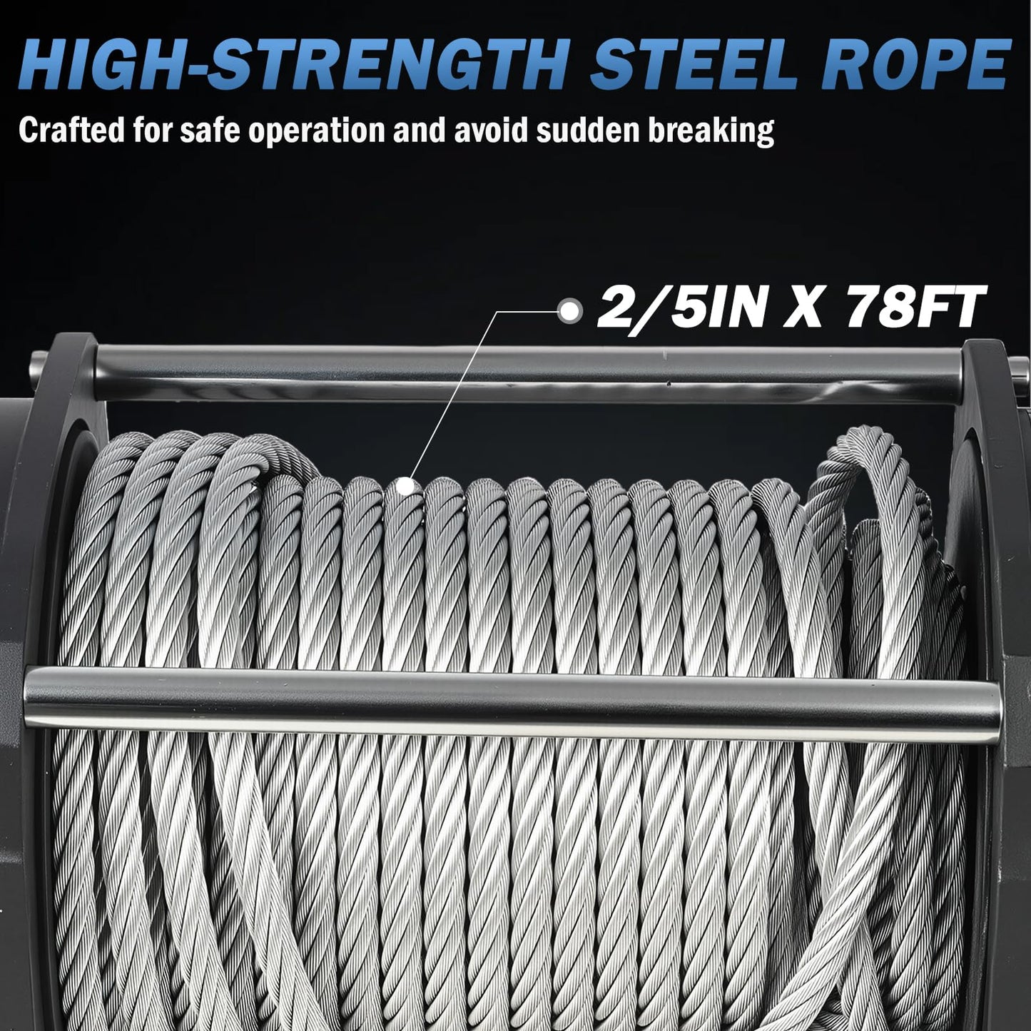 Hydraulic Winch - 2/5" x 78' Steel Cable, BMR80 Hydraulic Motor, 36:1 Gear Ratio - Suitable for Wreckers, Tow Trucks and Vehicle Recovery (78FT Steel Rope/15000 LBS)