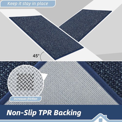 BEQHAUSE Dirt Trapper Door Mat - Non-Slip, Washable, Absorbent Entrance Mat | 24" x 36", Blue