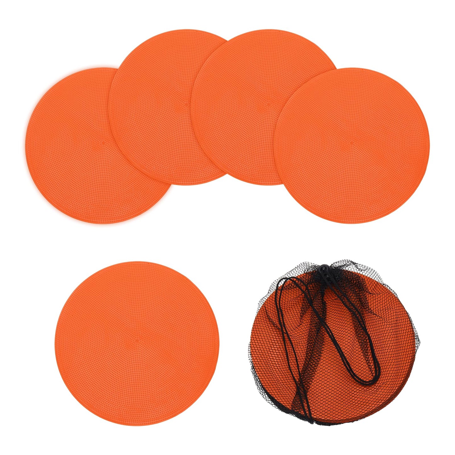 YELARXI Spot Markers, Poly Spot Marker for Agility Training Floor Dots Non Slip Flat Field Cones 15 Pcs & 9 in & Orange - for (Soccer/Speed Training/Gaming/Basketball/Dance Practice)