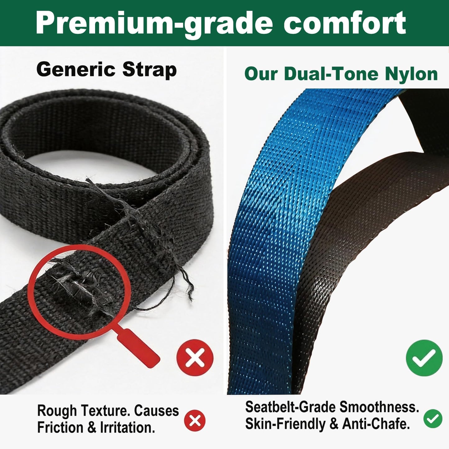 Acozycoo Stretching Strap with 10 Loops – Non-Elastic Yoga Strap for Physical Therapy, Knee Replacement Recovery & Plantar Fasciitis – Leg Stretcher Band for Flexibility & Hamstring Rehab（Blue)