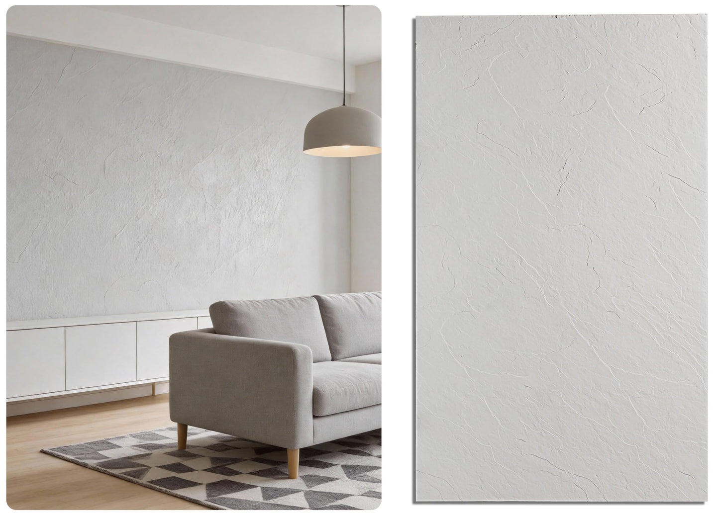 3D Wall Panels - 4PCS 47.2"x23.6" Faux Stone Wall Covering - MCM Modified Clay Material for Home Art, Accent Brick, Modern Exterior/Interior Decoration, Covering 31 sq.ft White Slate