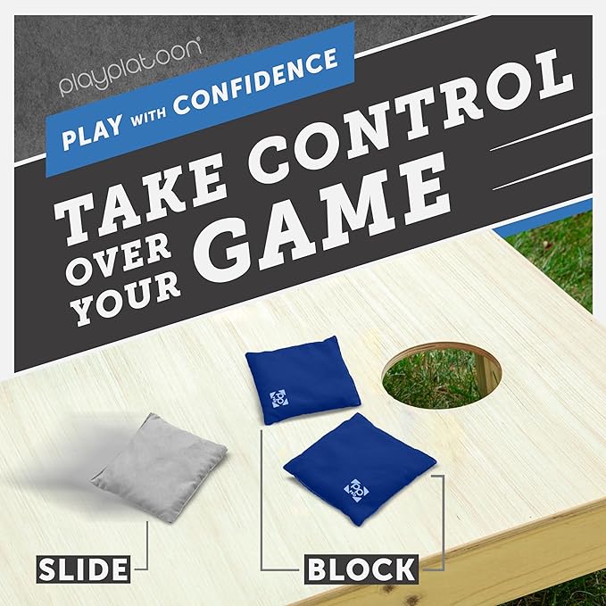 Professional Cornhole Bags - Set of 8 Regulation All Weather Double Sided - Sticky Side/Slick Side Bean Bags for Pro Corn Hole Game