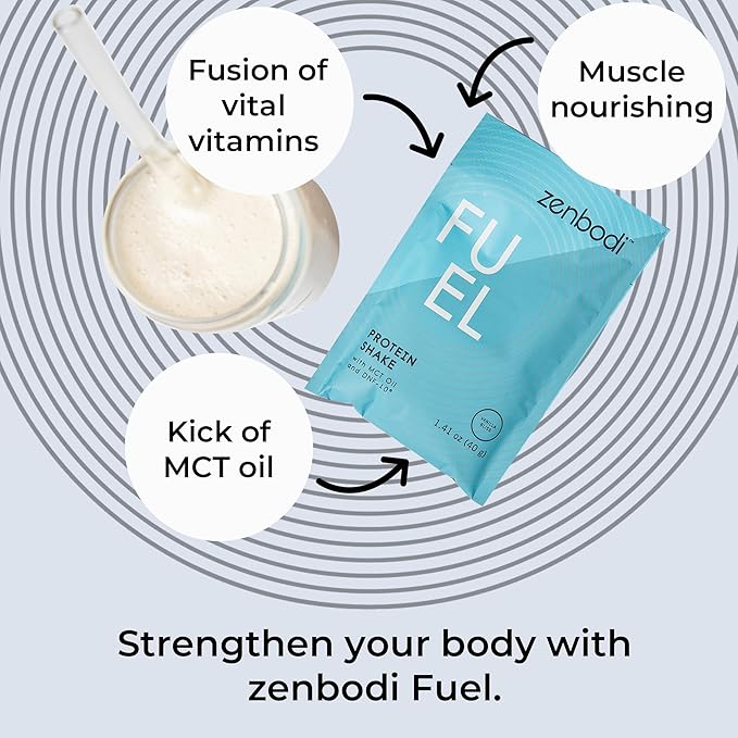 Fuel Protein Powder - 15 Packets Per Bag, Vanilla Flavor, 20 Grams of Protein for Muscle Building & Energy, with MCT Oils & DNF-10, Ideal for Shakes and Smoothies