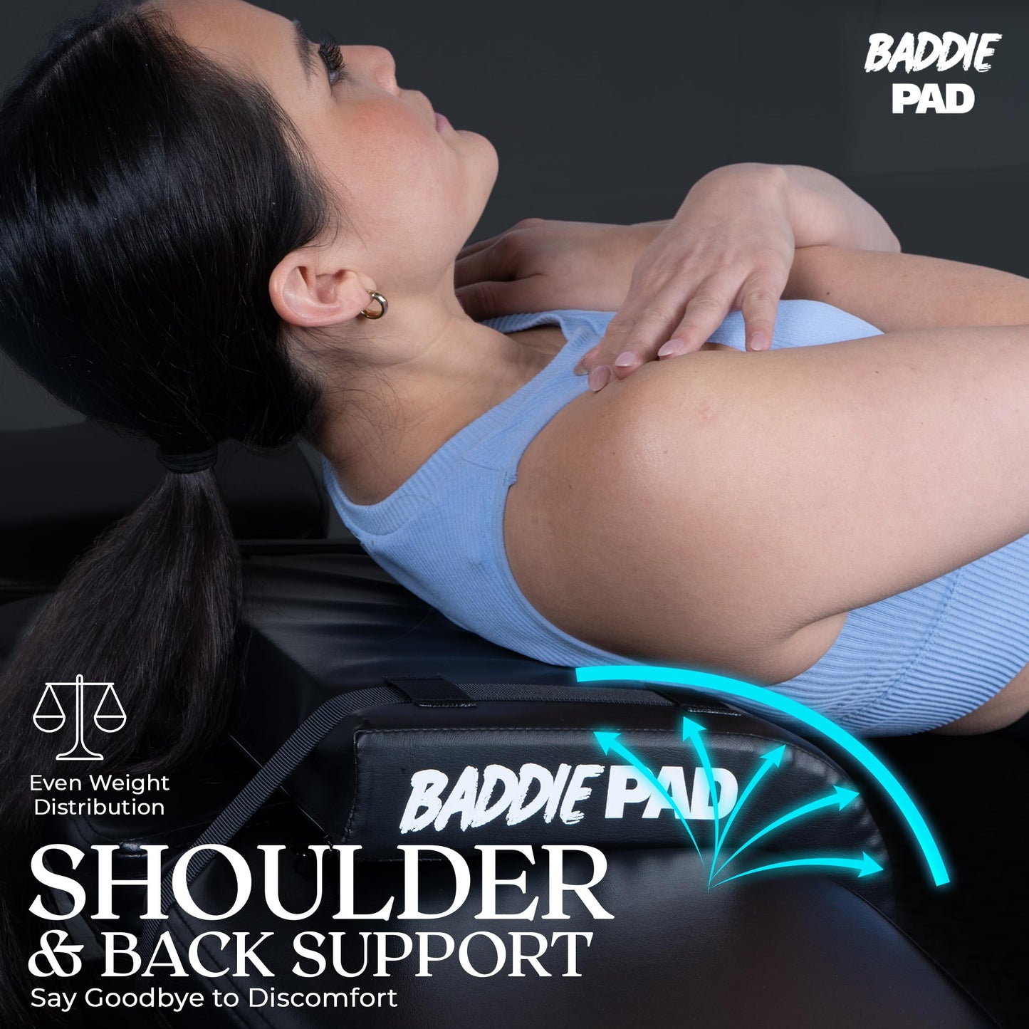 Baddiepad Hip Thrust Bench Pad for Back Shoulder Neck Support - Gym Equipment Barbell Pad Foam Pad for Weight Lifting Hip Thrusts Bench Cushion Gym Equipment - Gym Accessories Padding - Baddie Pad