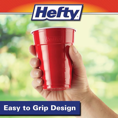 Hefty Disposable Plastic Cups, Red, 9 Ounce, 50 Count (Pack of 12), 600 Total