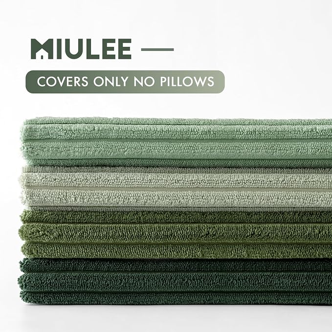 MIULEE Boho Farmhouse Sage Green Throw Pillow Covers 18x18 Inch Set of 4 Mordern Nordic Cushion Covers Soft Corduroy Spring Home Decor for Couch Bed Sofa Living Room Forest Green