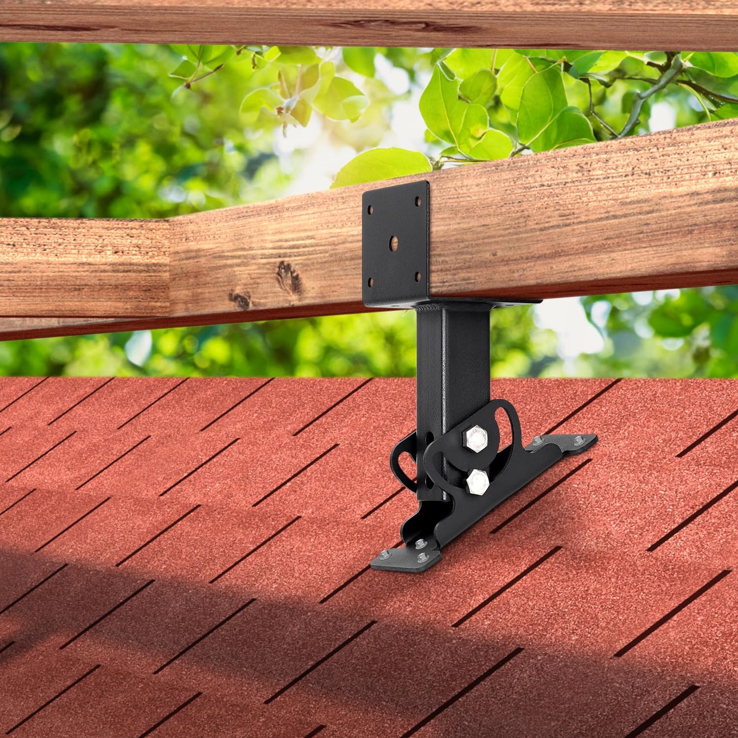 4 Pack 304 Stainless Steel 4x4 Heavy Duty Roof Riser Brackets Kit, Adjustable Roof Riser Beam Mount Brackets for Roof Pergola Gazebo (Black)