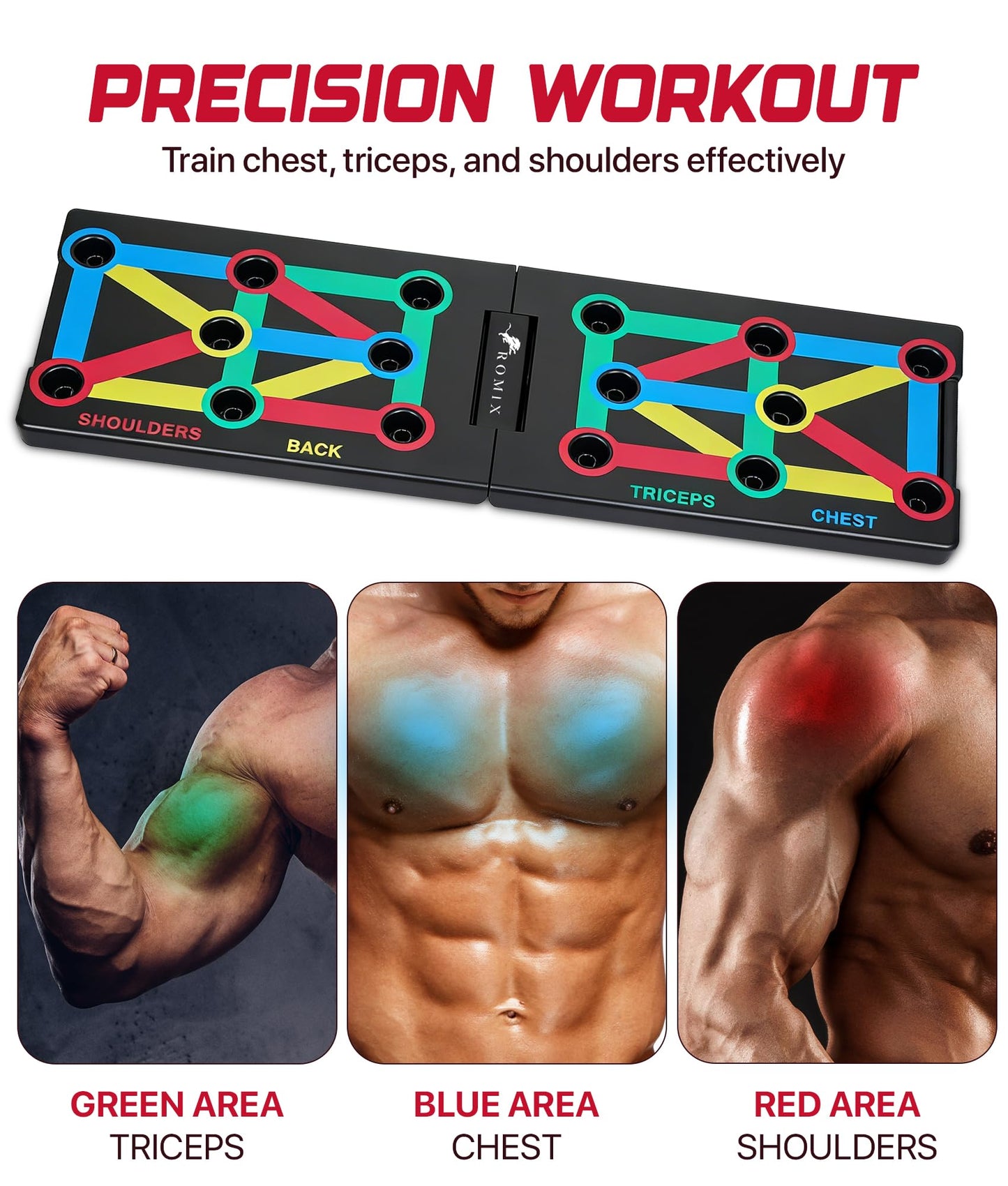 ROMIX Push Up Board for Men, Foldable Push Up Board, Multifunctional Pushup Stand, Muscle Board Rack Professional Strength Training Equipment for Man and Women at Home Gym Chest/Back/Abs Training