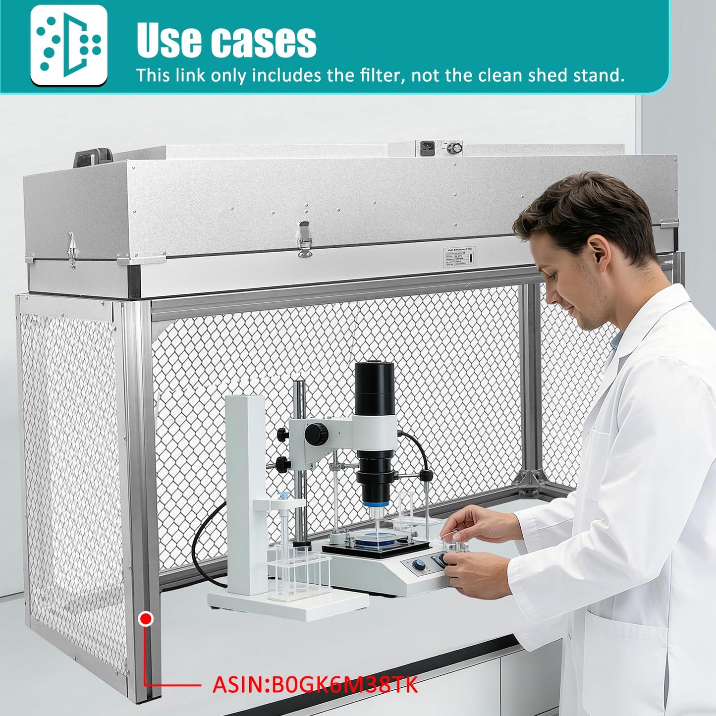 BOBADDST HEPA H14-Filter Laminar Flow Hood FFU Updated FanFilter Unit（Include HEPA Filter）100/ISO Class 5 Cleanroom/Laboratory/Cleanroom/Mushroom Room, Laminar Air Flow Hood(46.2"x22.6"，Dual Machine)