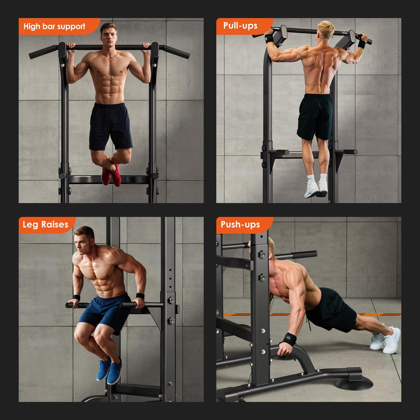 SogesPower Power Tower Dip Station Pull Up Bar for Home Gym Adjustable Height Strength Training Workout Equipment