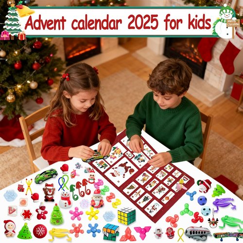 Fidget Advent Calendar 2025 - Christmas Countdown with 24 Surprising Fidget Toys | Perfect Stocking Stuffer for Kids