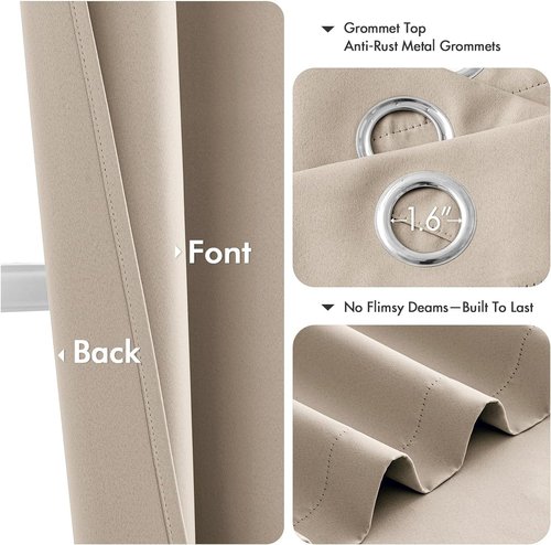 MIULEE Taupe Blackout Curtains - Thermal Insulated Room Darkening Drapes | 63 Inch, 2 Panels