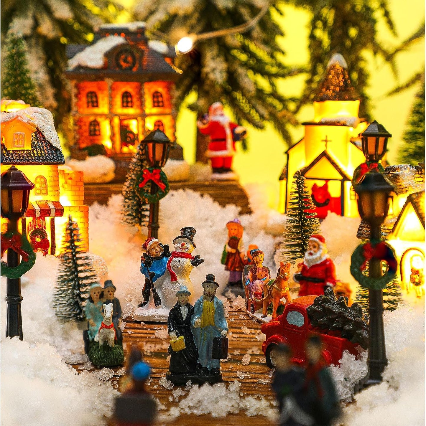 Wettarn LED Christmas Village House Set - 26 Pcs Lighted Figurines for Festive Home Decor