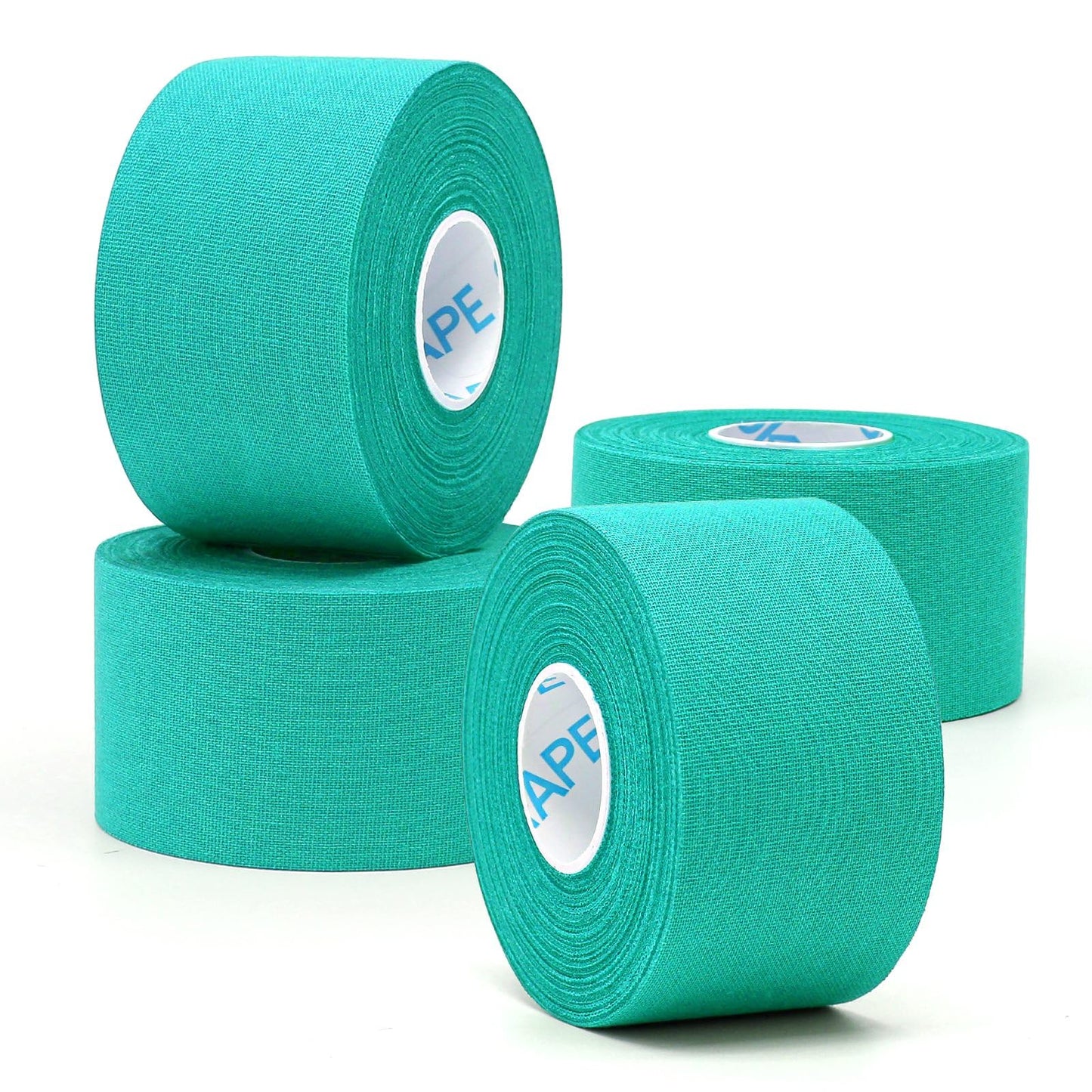 OK TAPE 4 Rolls Athletic Tape, Sports Tape for Injuries, Rigid, Easy Tear Medical Tape, Wrist Tape, No Sticky Residue | Secure Ankle, Finger, Knee- 1.5inch x 15yards (Teal Blue)