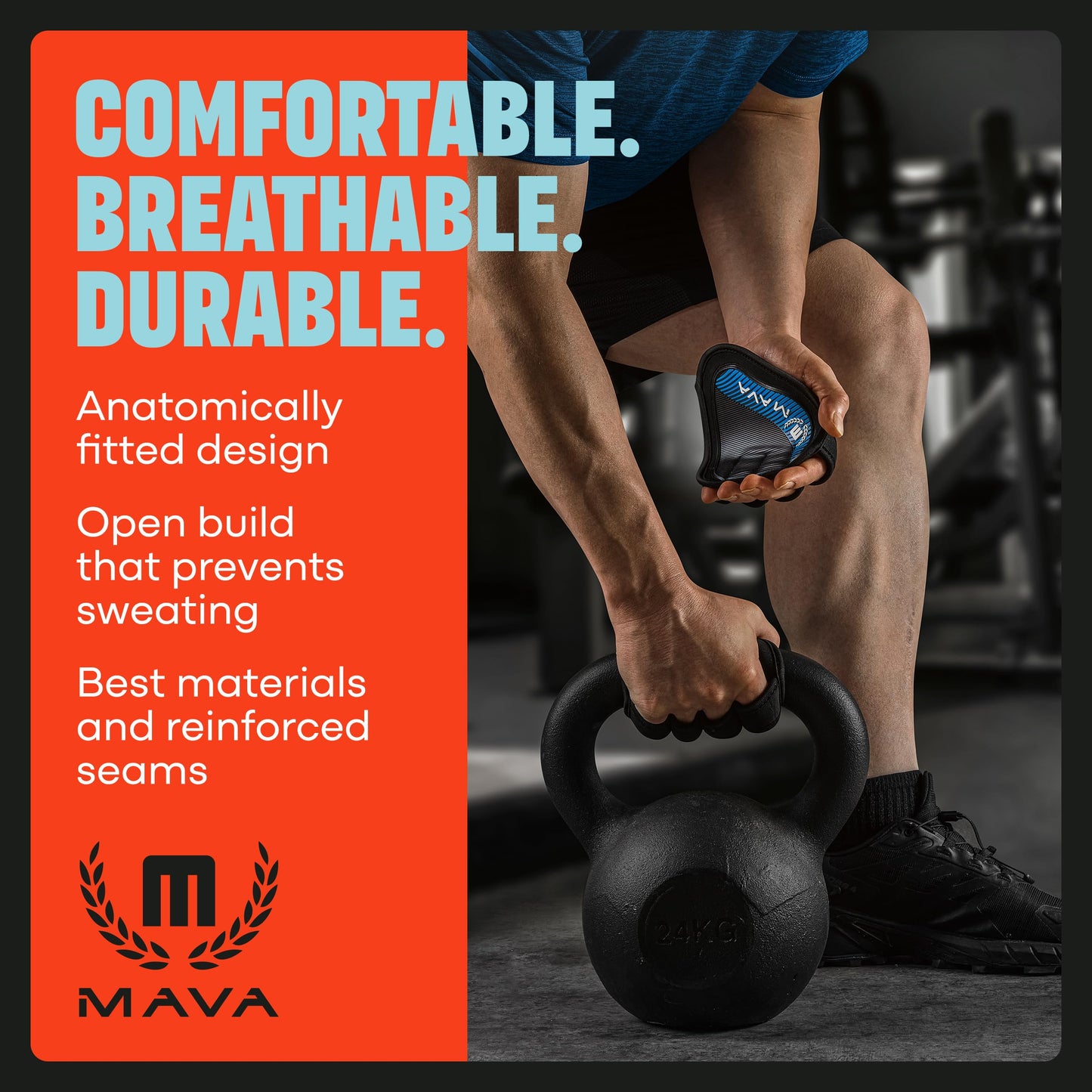 Mava Sports Neoprene Grip Pads Lifting Grips, an Alternative to Barehand Gloves for Weight Lifting Women and Men, Pull-Up Grips, Crossfit, Workout Pads
