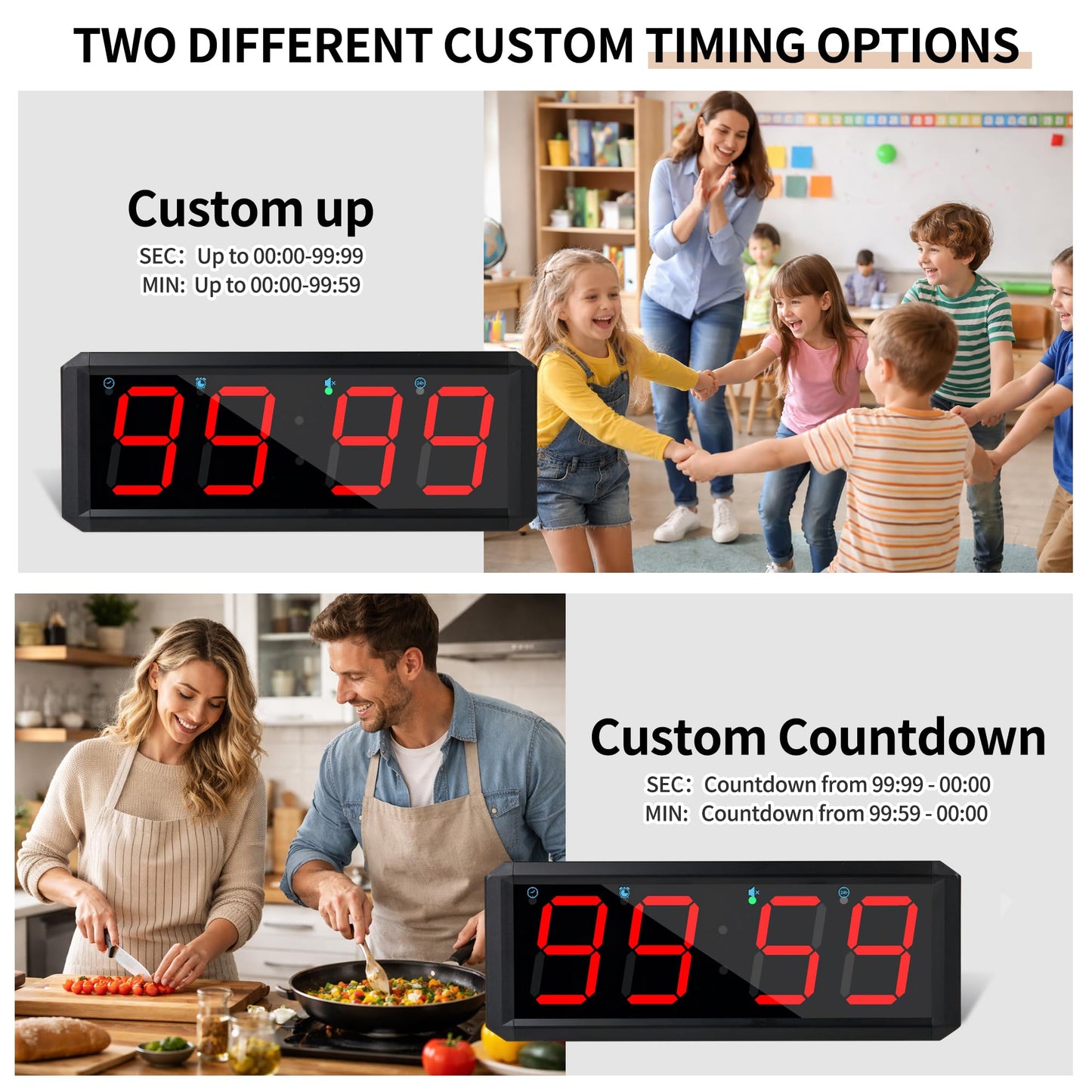 SMAHEAT 2.1-inch 4-Digit Quick Stopwatch Timer, Suitable for Fitness Training, Event Timing, Study and Daily Office use