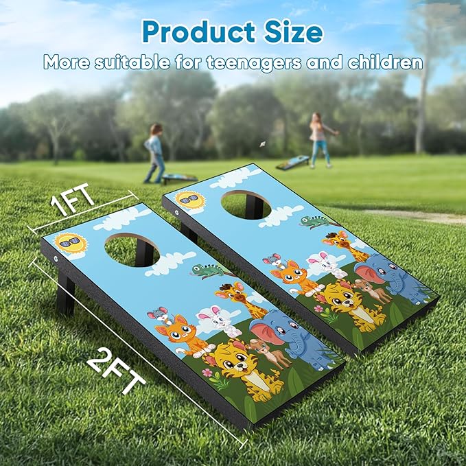 Portable 2 ft x 1 ft Cornhole Game Set with 8 Bean Bags and 1Carry Bag Excellent for Indoor & Outdoor Play – Fun Filled Cornhole Sets