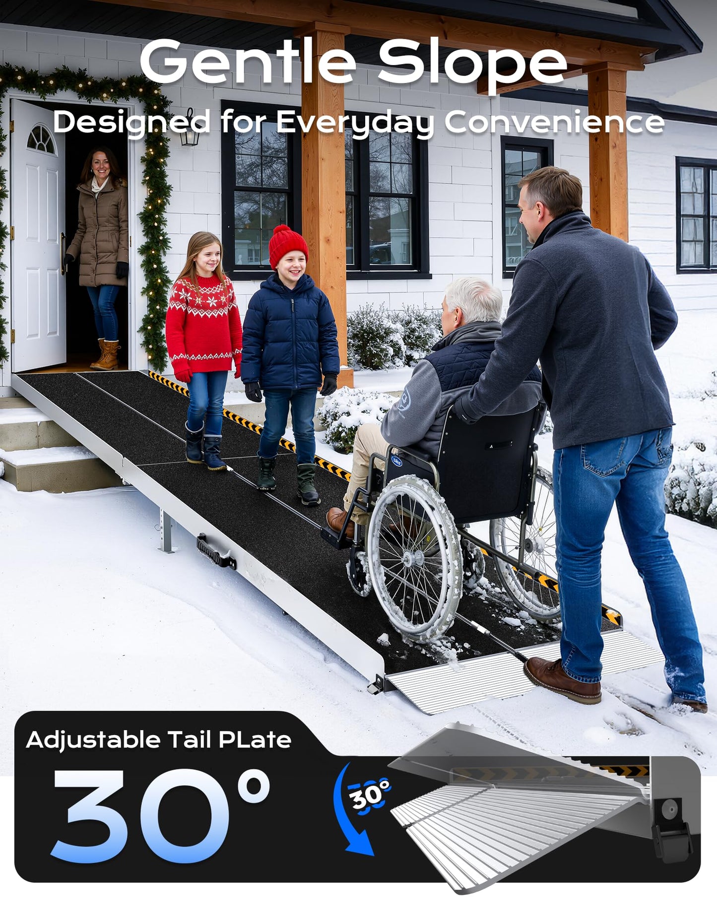 KOLOTOOL Wheelchair Ramp 12FT with Support Legs, Non-Skid Aluminum Ramps for Wheelchairs for Home Steps, 800 LBS Capacity Handicap Ramp for Doorway, Threshold,Front Porch, Entry, Stairs