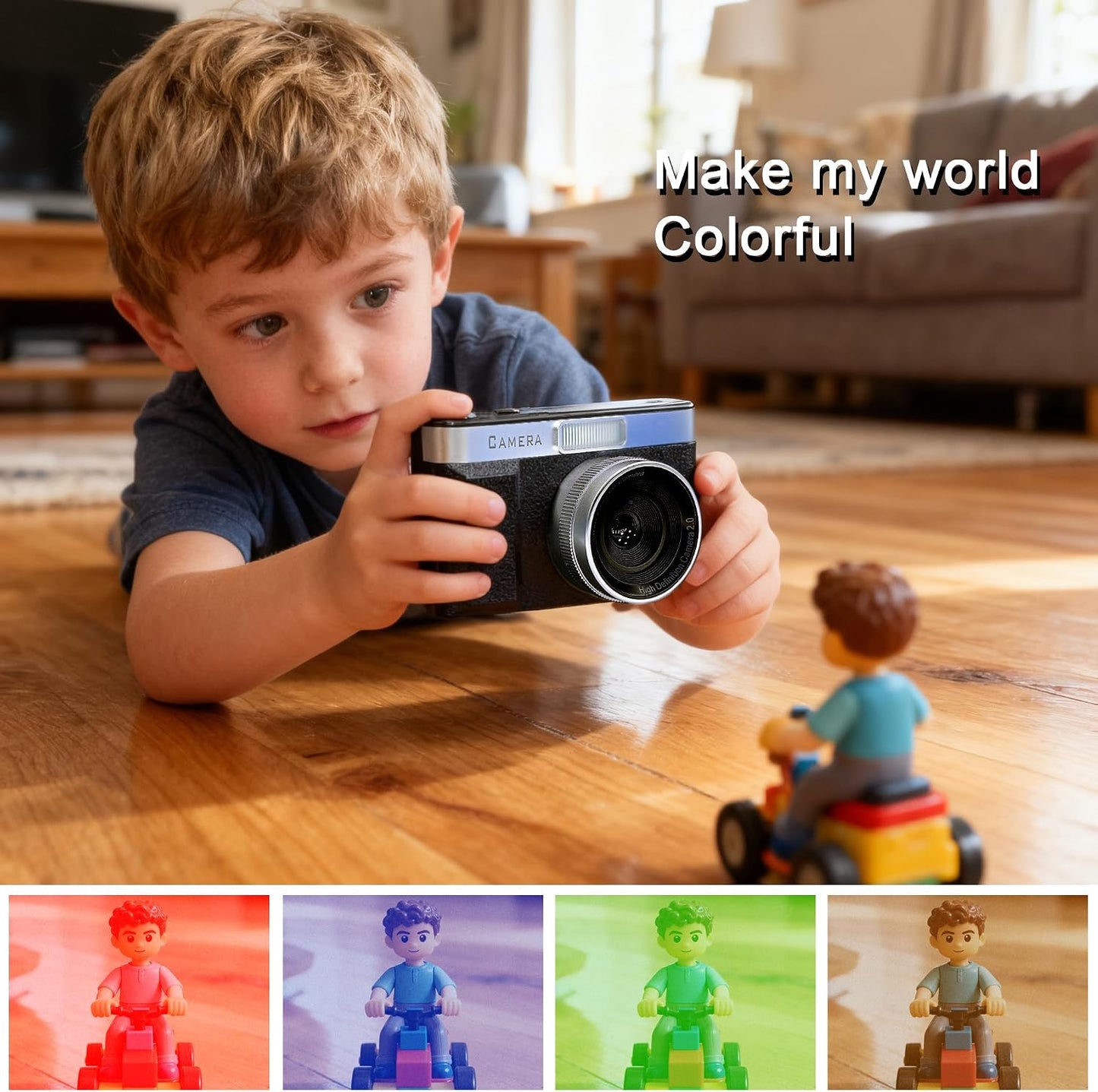 Frelisty 2" 1080P 32GB 8X Black Digital Camera with Flip Screen for Selfie, Point and Shoot Digital Camera with Card