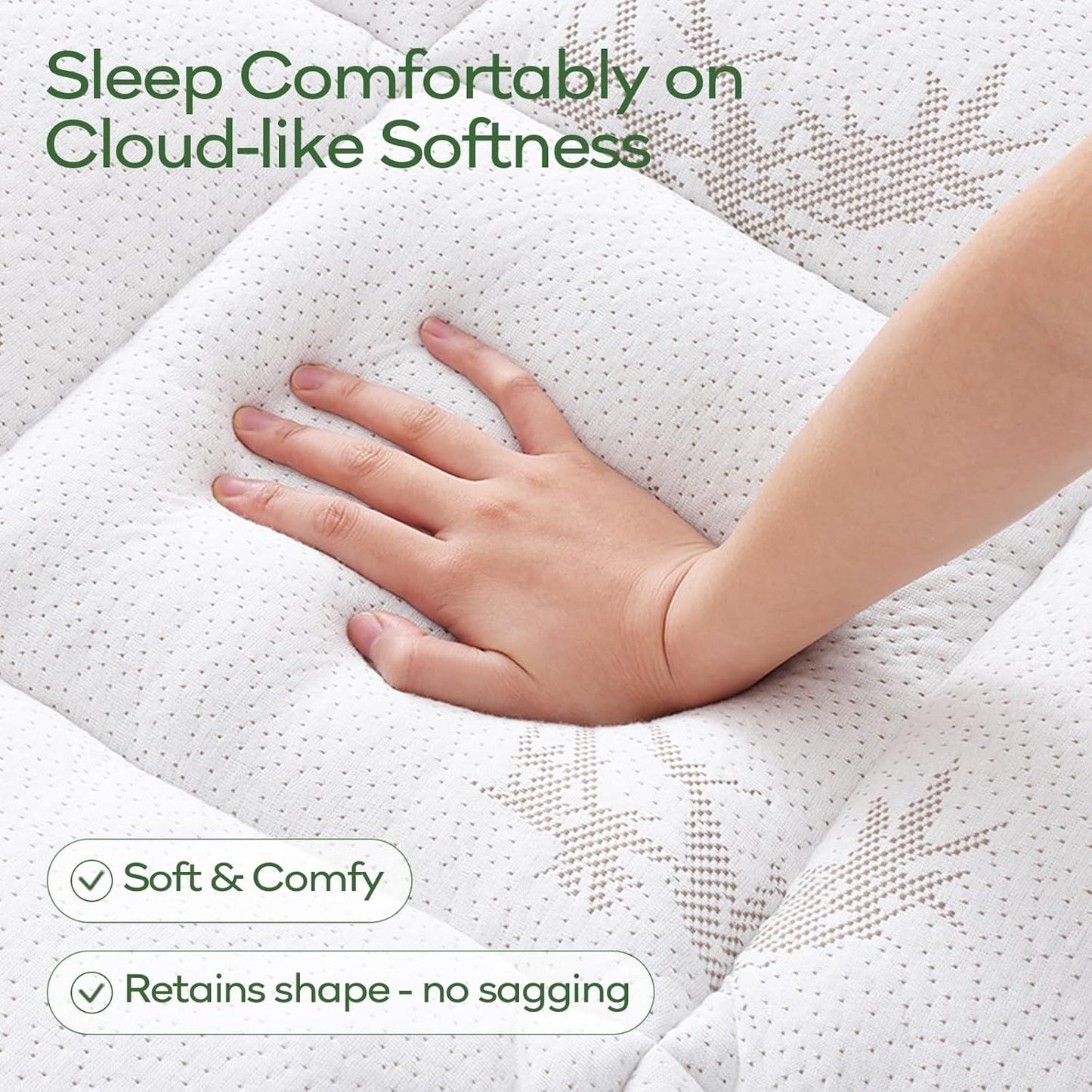 OLANLY Queen Mattress Topper - Cooling Bamboo Viscose Pillow Top for Back Pain Relief | Plush White Deep Pocket